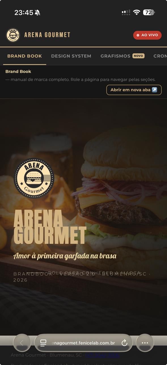 Brand Book Arena no celular